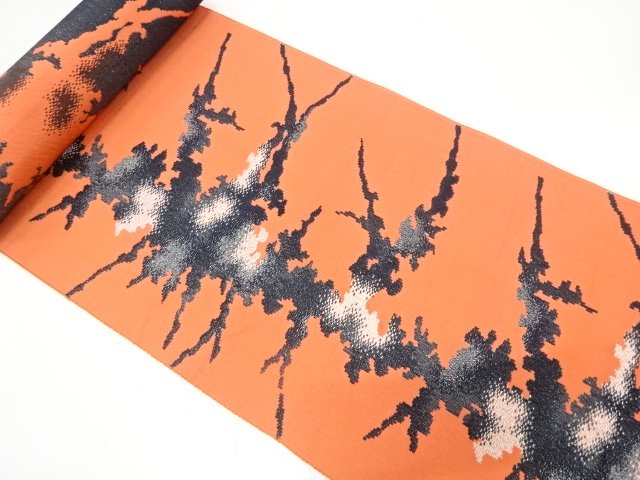 JAPANESE KIMONO / ANTIQUE BOLT FOR HASSUN OBI / WOVEN ABSTRACT PATTERN